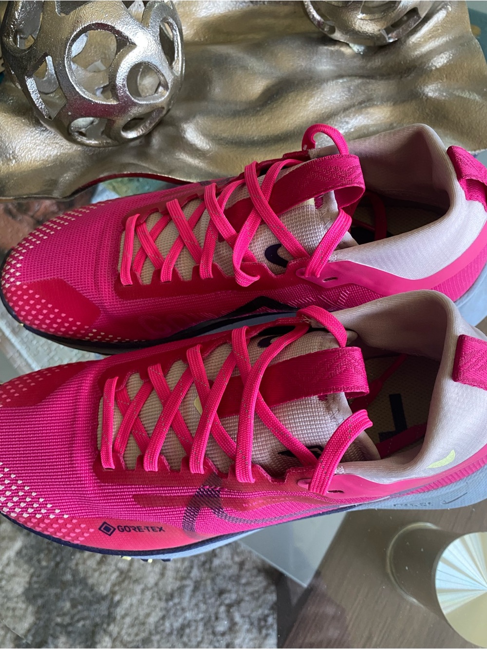Nike Women's Pegasus Trail Gore Tex Hot Pink and Yellow Trail Running Shoes - Picture 9 of 10